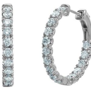 14K White Gold Round Huggies set with Lab Grown Diamonds