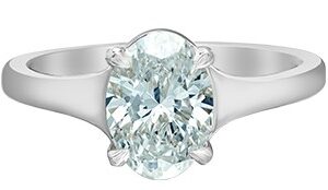 14K White Gold Oval Cut Solitaire Diamond Engagement Ring
