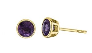 Yellow Gold Bezel Amethyst Studs