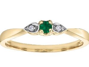 10K YG Emerald and Diamond Ring