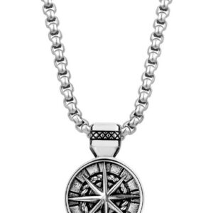 Men's Stainless Steel Compass Pendant for Memorial Ashes