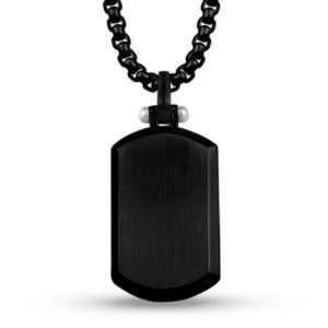 Black Stainless Steel Screw Design Dog Tag Pendant