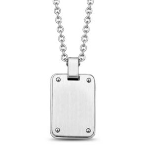 Men's Stainless Steel Small Matte Dog Tag Pendant