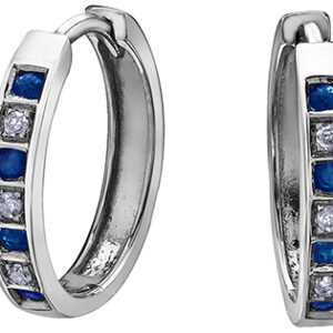 10K white gold sapphire Huggie Hoop earrings