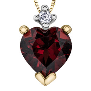 Heart shape Garnet 10K yellow gold pendant