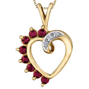 Open heart pendant, set with Rubies and Diamonds