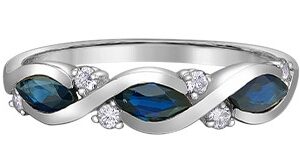 10K White Gold Sapphire and Diamond Ring