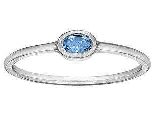10K white gold bezel set blue topaz ring