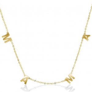 Sterling Silver MAMA Letter Necklace Gold Plated