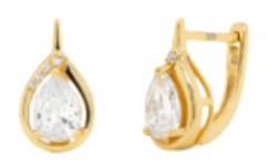 Sterling Silver Pear Cubic Zirconia Leverback Earrings