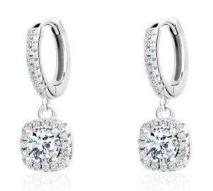 Sterling Silver, Moissanite drop earrings