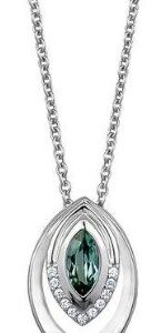 Sterling silver Marquise Green Spinel and CZ necklace