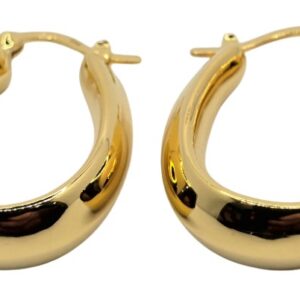 Sterling Silver Gold Vermeil U-Clip Hollow Hoops