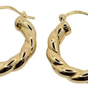 Sterling Silver Gold Vermeil U-Clip Hollow Hoops
