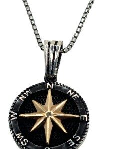 Sterling silver compass pendant