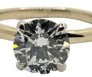 14K 2 Tone Gold Solitaire Engagement Ring set with a Round Brilliant Lab Grown Diamond