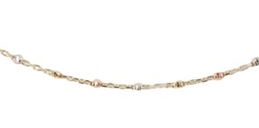 3 Tone 10K Yellow Gold Stationary Necklace