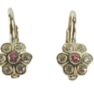 10K Yellow Gold Flower Euro back Earrings