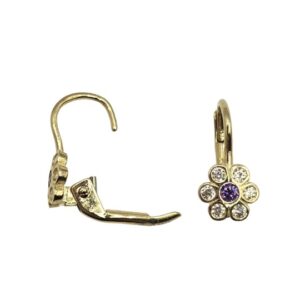 10K Yellow Gold Flower Drop Earrings