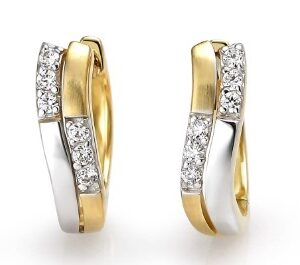 Rhodium plated and gold plated silver huggie earrings