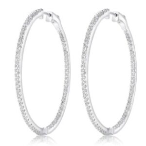 Silver classic hoop earrings with micro pavé cubic zirconia.