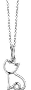 Sterling Silver Rhodium Plated Kitten Pendant