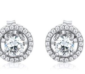 Stud earrings with micro pavé cubic zirconia