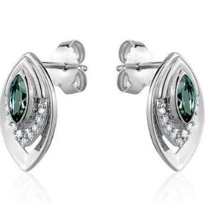 Synthetic Green Spinel Stud Earrings with CZ