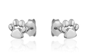 Sterling Silver rhodium plated Paw Stud Earrings