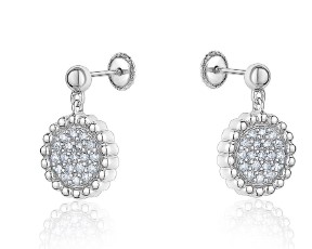 Silver drop stud earrings with cubic zirconia