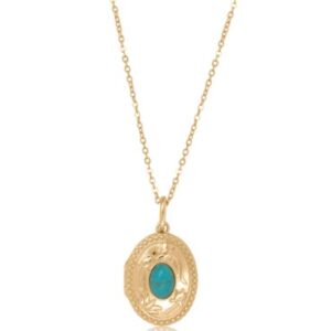 Sterling Silver Gold Vermeil oval turquoise locket