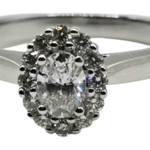 18K Palladium White gold oval halo engagement ring