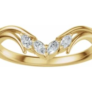 14K yellow gold lab grown diamond contour wedding band