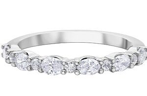 10K White Gold Diamond Band set with 6 Oval Lab Grown Diamonds