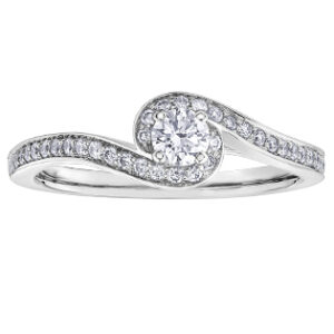 14K white gold MAPLE LEAF DIAMOND ring