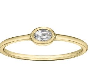 10K Yellow Gold white topaz Bezel ring