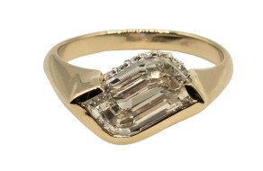 14K yellow gold modified step cut engagement ring